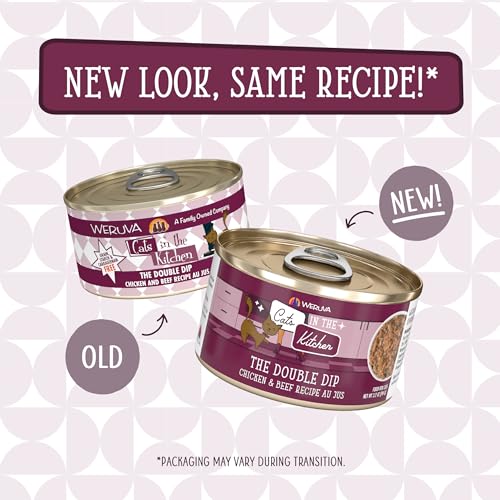 Image of Weruva Cats in The Kitchen, The Double Dip with Chicken & Beef Au Jus Cat Food, 3.2oz Can (Pack of 24)