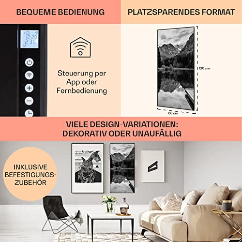 Klarstein Infrarotheizung mit Thermostat, 700W Elektroheizung, Smart Home Bild- Infrarotheizung zur Wandmontage, IR mit IoT/ WiFi App- Control, Feuchtraum Flach- Heizkörper, CO2- Freie Wand Heizung-6