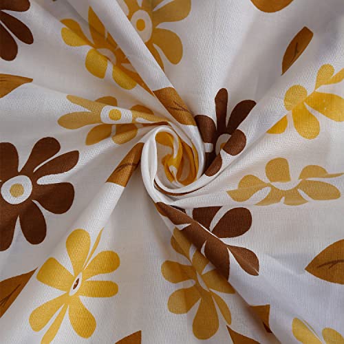 Image of Swayam Pure Cotton King Bedsheet with 2 Pillow Covers | Size 108 x 108 inch | 160 TC | Floral Design | Soft Breathable Bed Sheet | Comfortable & Durable for Bedroom - Yellow & Brown