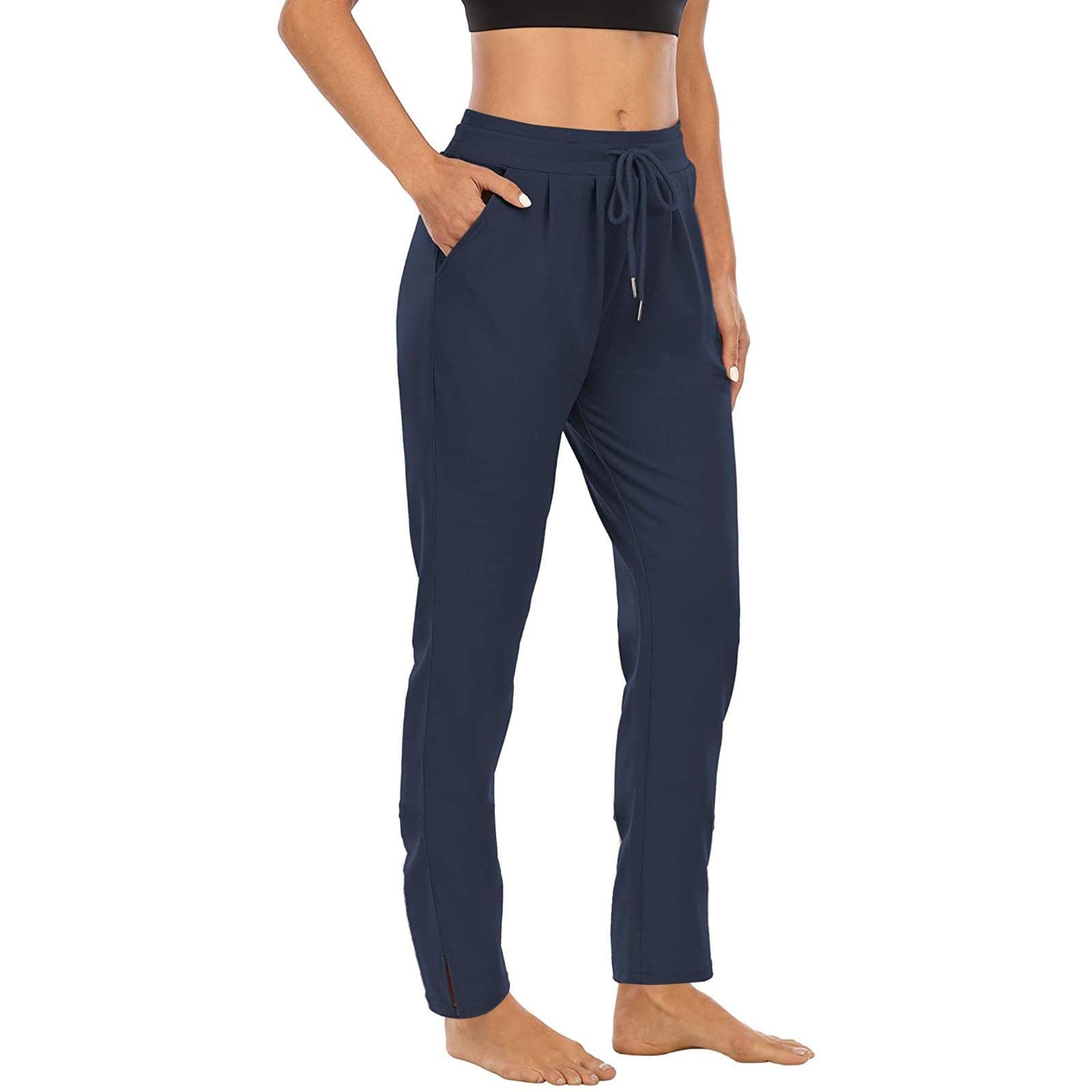 MratWomen's Yoga Joggers UK Sale Clearance Lightweight Plain Tracksuit Bottoms Sport Pants Ladies Running Joggers with Pockets Solid Sweatpants Tapered Leg Drawstring Trousers Sweat Pants