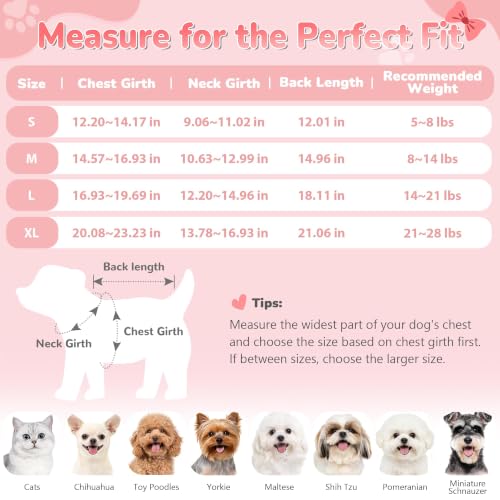 Image of YUDODO Bowknot Dog Sweater Dress for Small Dogs Girl, Stretchy Pet Clothes