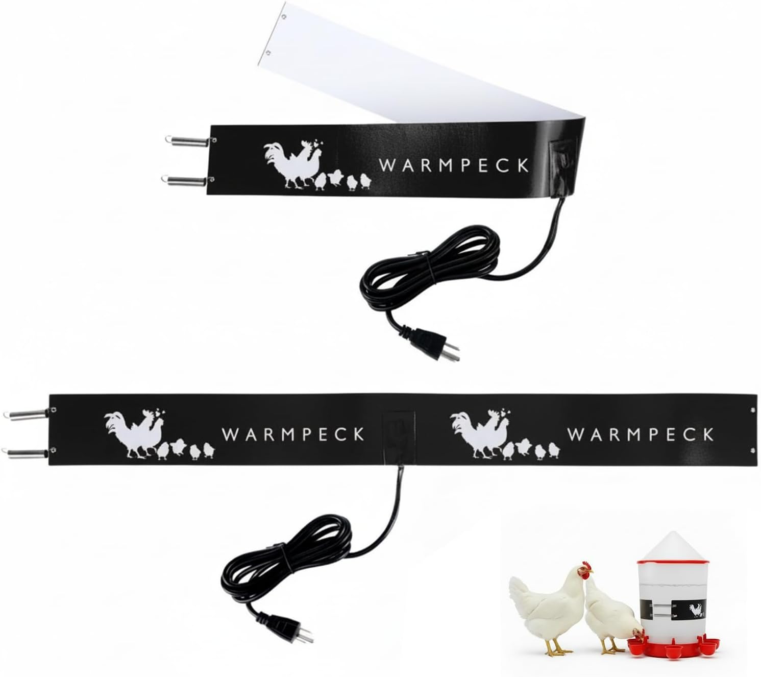 Remerry 2 Pack Chicken Water Heater Thermostat Bucket Belt Heated Strap for 2-5 Gal Buckets Chicken Waterer with 6ft Power Cord Self Regulating Heating Bucket Belt for Freezing Winter (Black)