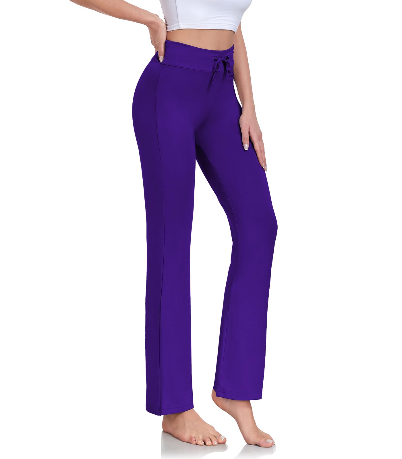 Photo 1 of ADANIKI Women's Long Modal Comfy Drawstring Trousers Loose Straight-Leg for Yoga Running Sporting Large Purple