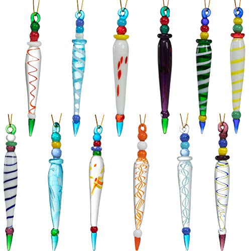 Bunte Eiszapfenglas-Ornamente, Weihnachtsglas-Ornamente für...