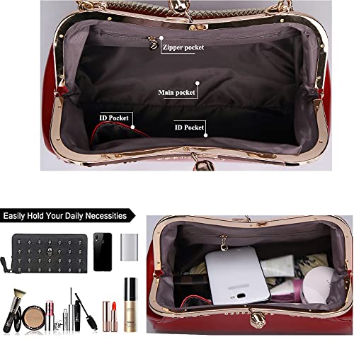 Bolso Satchel Rojo de Charol para Mujer miniatura 5