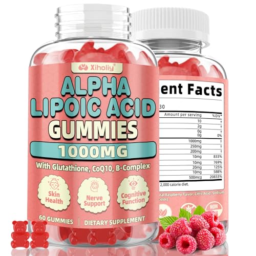 XIHOLIY Alpha Lipoic Acid Gummies 1000 MG Raspberry Flavor 60 Counts