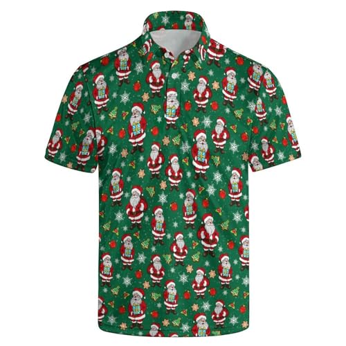 Mzrtyjt Mens Christmas Man Golf Polo Shirts Short Sleeve Performance Golf Shirts Hawaiian Golf Polos for Summer 2XL