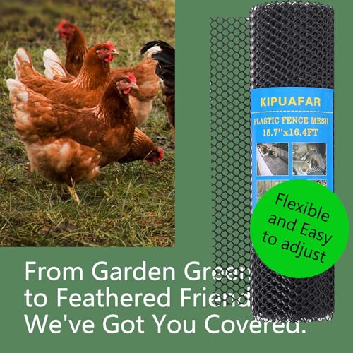 Image of Pet Proof Barrier Net, Black Plastic Chicken Wire Mesh Fencing, Balcony Cat Safety Net & Garden Snake Barrier, Heavy Duty Protection for Chicken Coops, Rabbit Hutches, Dog Kennels (Black, 15.7IN*50)