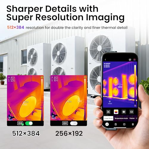 Wireless Thermal Imaging Camera, 512×384 Super Resolution, Thermal Imager for Android & iOS Smartphones, 256x192 IR Resolution, Infrared Camera Gadget for Home Inspection, HVAC, Cooking - Image 3