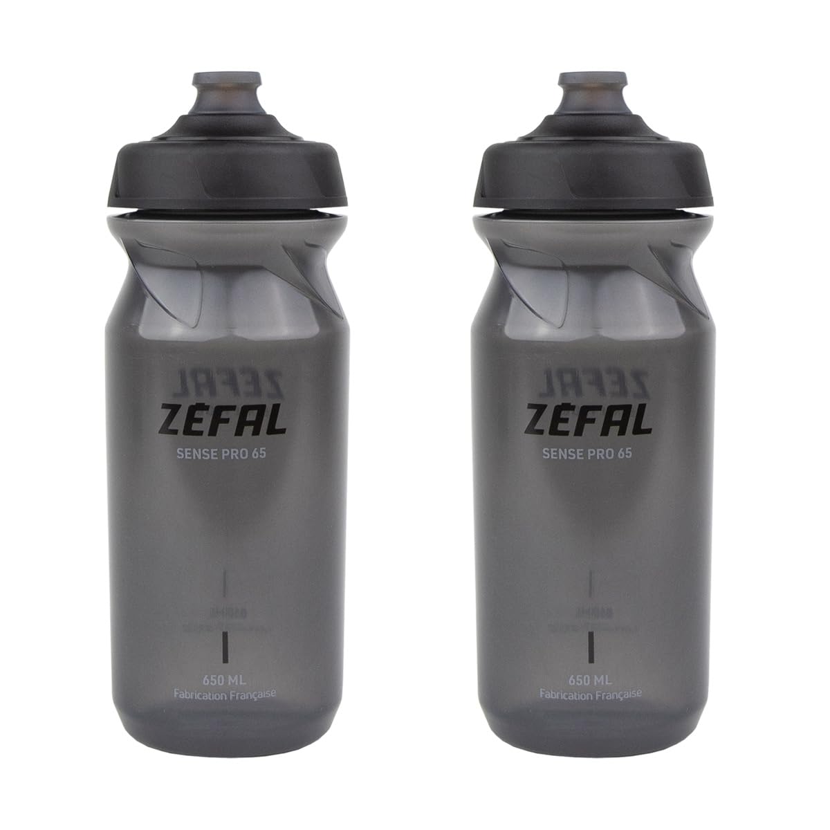 ZEFAL Sense Pro 65 Bicycle Bottle 650 ml x 2 - Set of 2 Bicycle Drinking Bottles - Water Bottle Bicycle Black 650 ml - BPA Free - 2 Premium Bicycle Drinking Bottles - Odour-Free Material