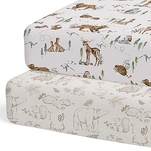 Image of 2-Pack Crib Sheet for Standard Crib & Toddler Mattress (Magic Forest) - Premium Fitted Baby Crib Sheets - Buttery Soft Cotton Blend - Crib Mattress Sheets Fitted - Baby Bed Sheets
