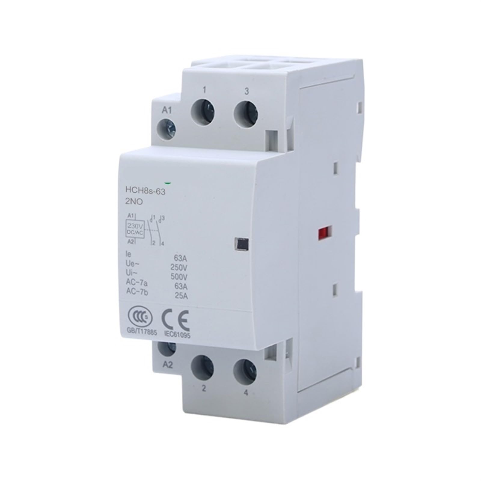 HUUOQIWY HCH8s-63 DC24V Contactor DC230V Coil AC230V 63A 2NO 1NO1NC Automatic Modular Contactor 1Pcs(63A 2NC DC AC24V)