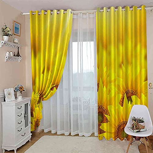 Rideau chambre occultant à oeillets jaune 3D isolant thermique 200x160 cm - 4