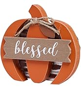 HPC DECOR Fall Tiered Tray Decor- Fall Decor Artificial Pumpkin- Rustic Wooden Fall Sign Table De...