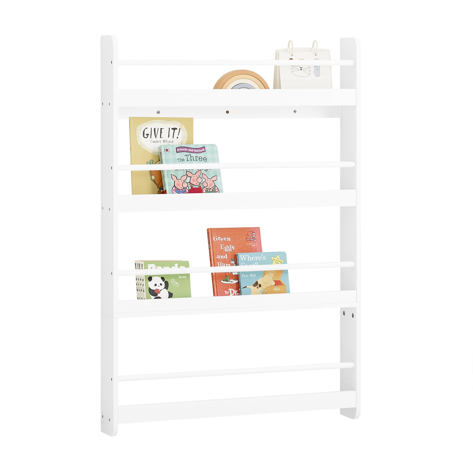 SoBuy Libreria Infantil Montessori Estanteria Libros Infantil de Pared con 4 Niveles Biblioteca para Niño Estanteria Habitacion Organizador Juguetes Blanco 80x12x118cm KMB08-II-W