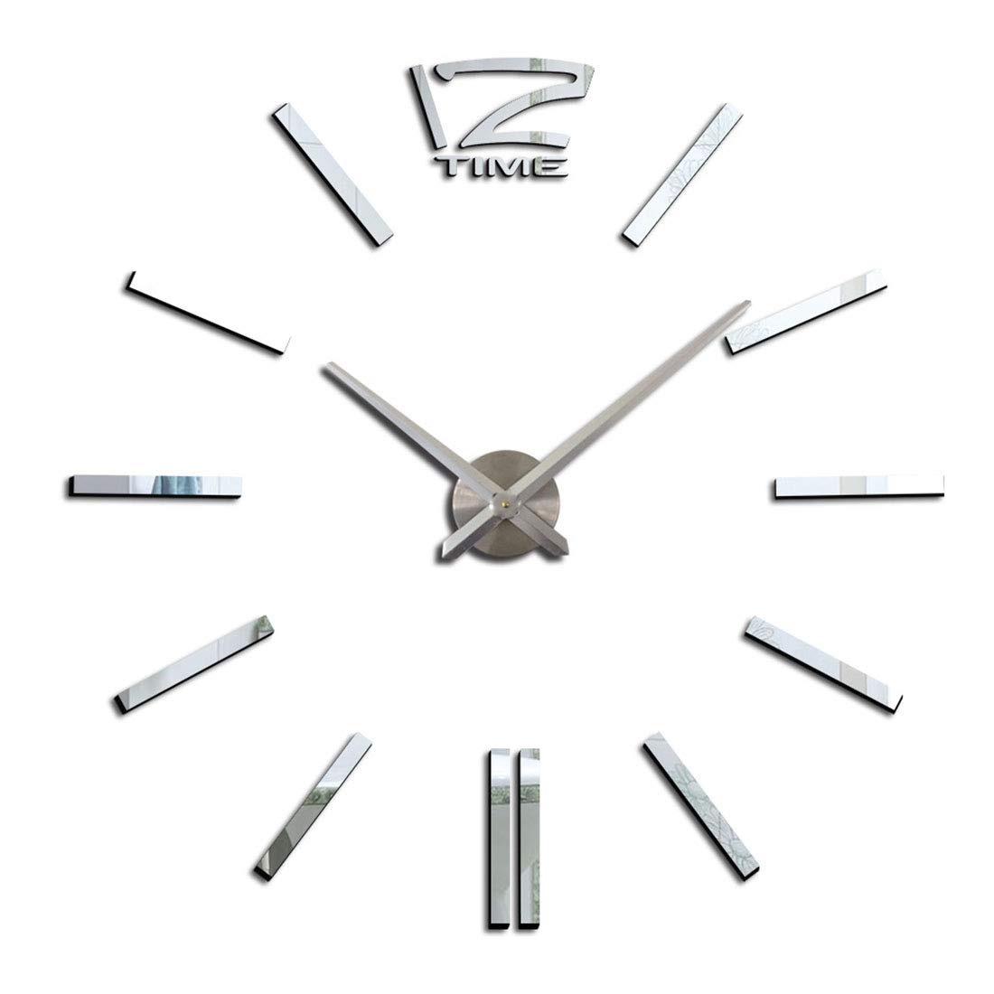 Zhangqian 3D Wall Clock, Mute Decorative Wall Clock,Frameless DIY Wall Clock, Silent Wall Clock for Home Office Decorations,Silver