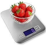 BARAKATU Báscula de Cocina Digital Acero Inoxidable – Peso de Cocina con Pantalla LCD Retroiluminada – Báscula Comida de 5kg y 1g de Precisión para Cocina Diaria y Repostería