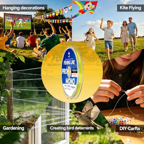 Image of Monofilament Fishing Line with Knot Guide Card, Tangle-Free Snap Ring for No More Mess, Low Memory Smooth Casting Nylon Mono String, 15 /20 /30 /50 /80LB, 220-1050 Yards