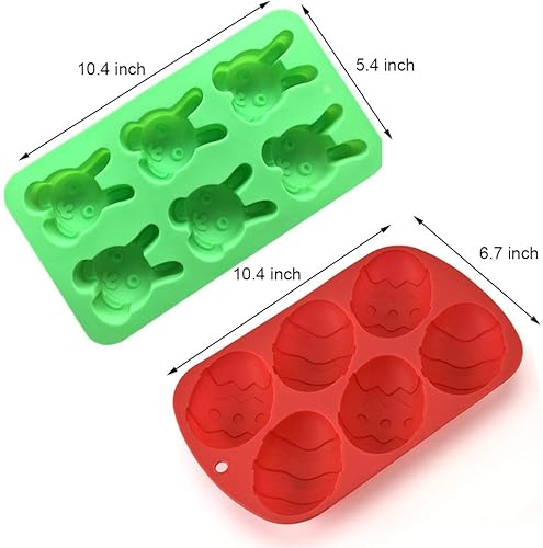 Miniatura 2 de Paquete de 2 moldes de silicona para pasteles de huevos y conejitos para el día de Pascua, para hornear, magdalenas, hacer magdalenas, chocolate,