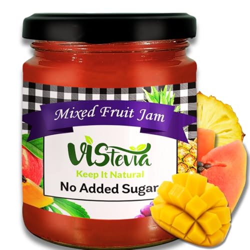 Image of VIStevia Sugar Free Mixed Fruit Jam (220g) | Diabetic & Keto Friendly | Sweetened with Stevia and Erythritol | 100% natural | More than 60% whole fruit | Tastes delicious