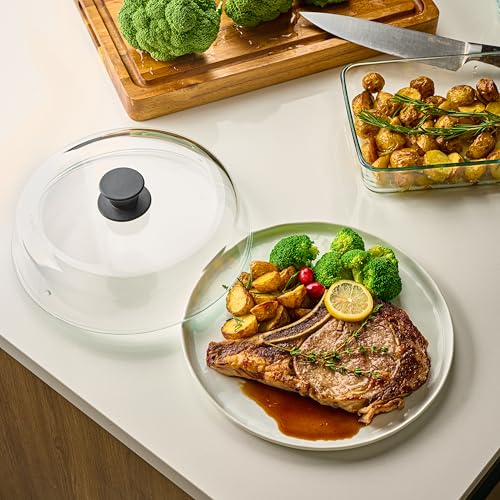 Image of Le'raze 10in Glass Microwave Splatter Cover - Easy Grip Cool Touch Handle