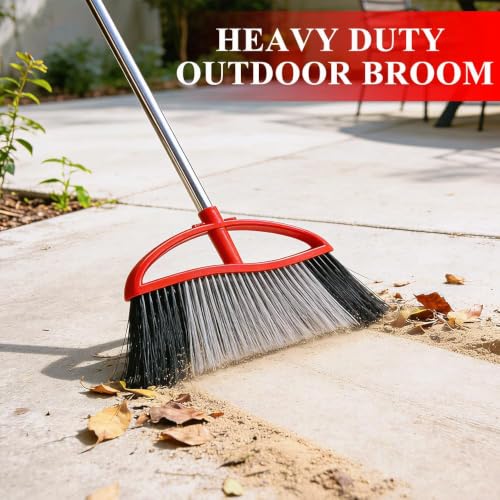 Image of 2-Pack Outdoor Broom, 15.7 inch Wide Angle Head for Garden, Yard