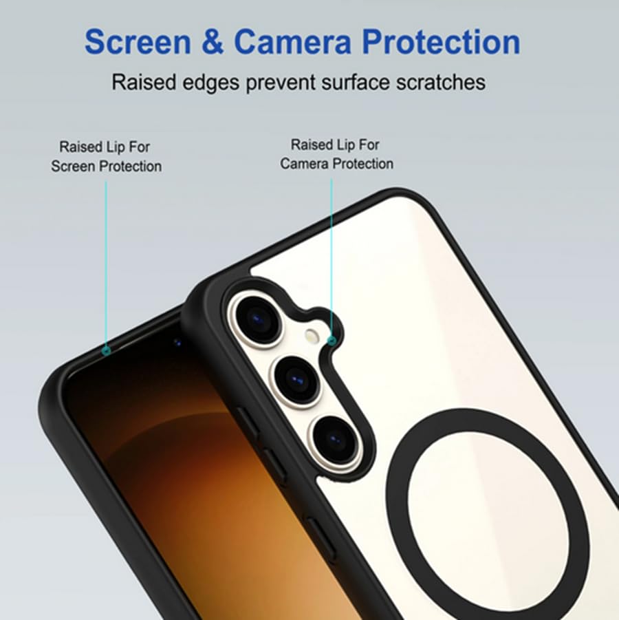 Image of NISHTECH for Samsung Galaxy S21 5G Case: Clear Magnetic Slim Fit Case Compatible with Magsafe Rugged Protective Transparent Cover (Black Magnetic)