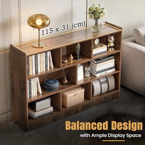 Image of ABOUT SPACE Book Shelf - Engineered Wood DIY Book Rack with Bushes Multipurpose Book Stand for Home Library Open Storage for Bedroom, Living Room Sap Walnut