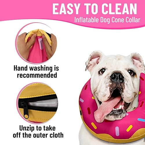 Image of Large Dog Donut Collar - Dog Cone Alternative Dog Cone Collar Alternative After Surgery. Dog Donut Cones for Large Dogs. Inflatable Dog Collars for After Surgery (S-Neck : 7 inch- 9.5 inch)