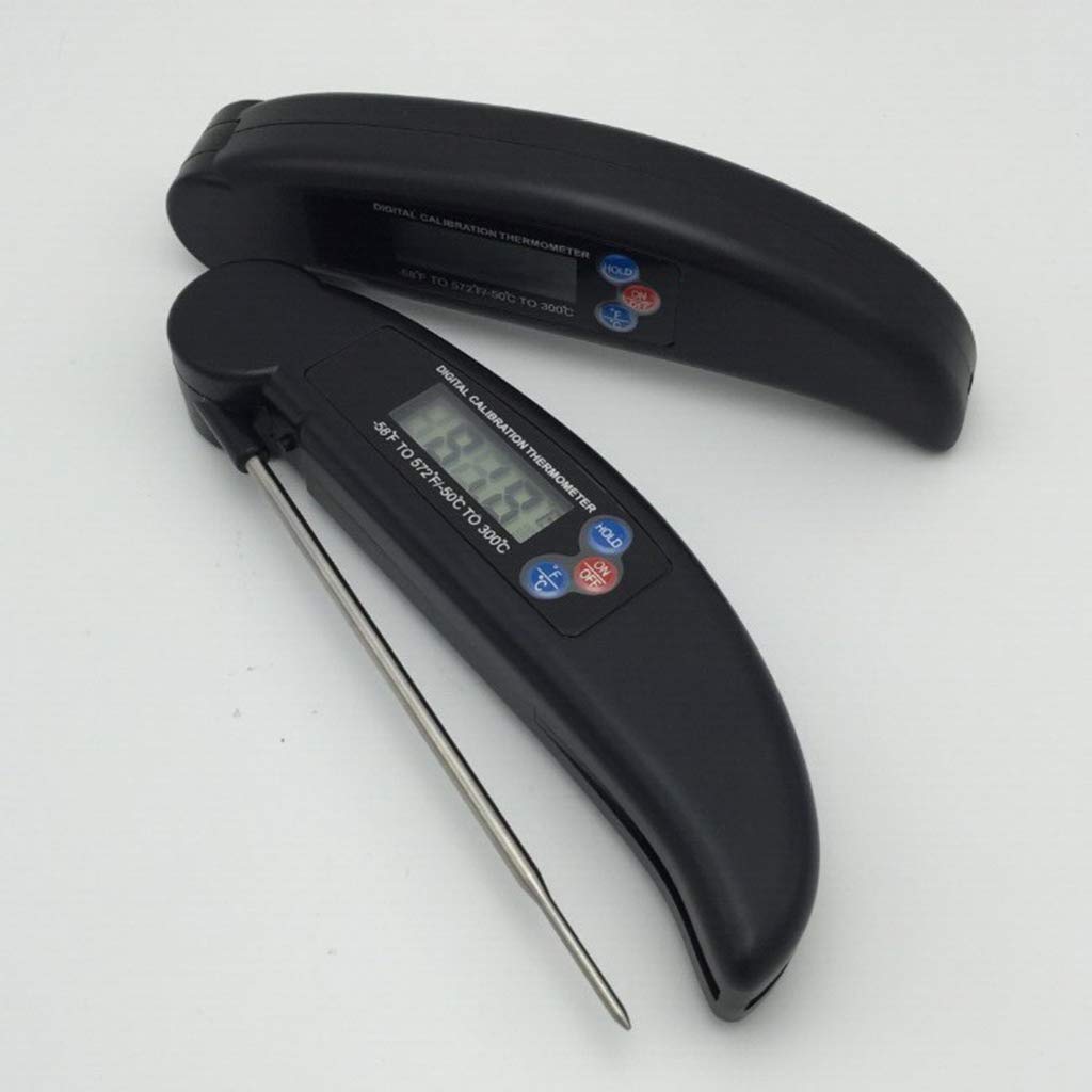 Thermomètre à Lecture instantanée, thermomètre numérique pour la Cuisson de la Viande/avec sonde Pliable, thermomètre à Viande pour Barbecue avec Aimant, Noir (Noir)