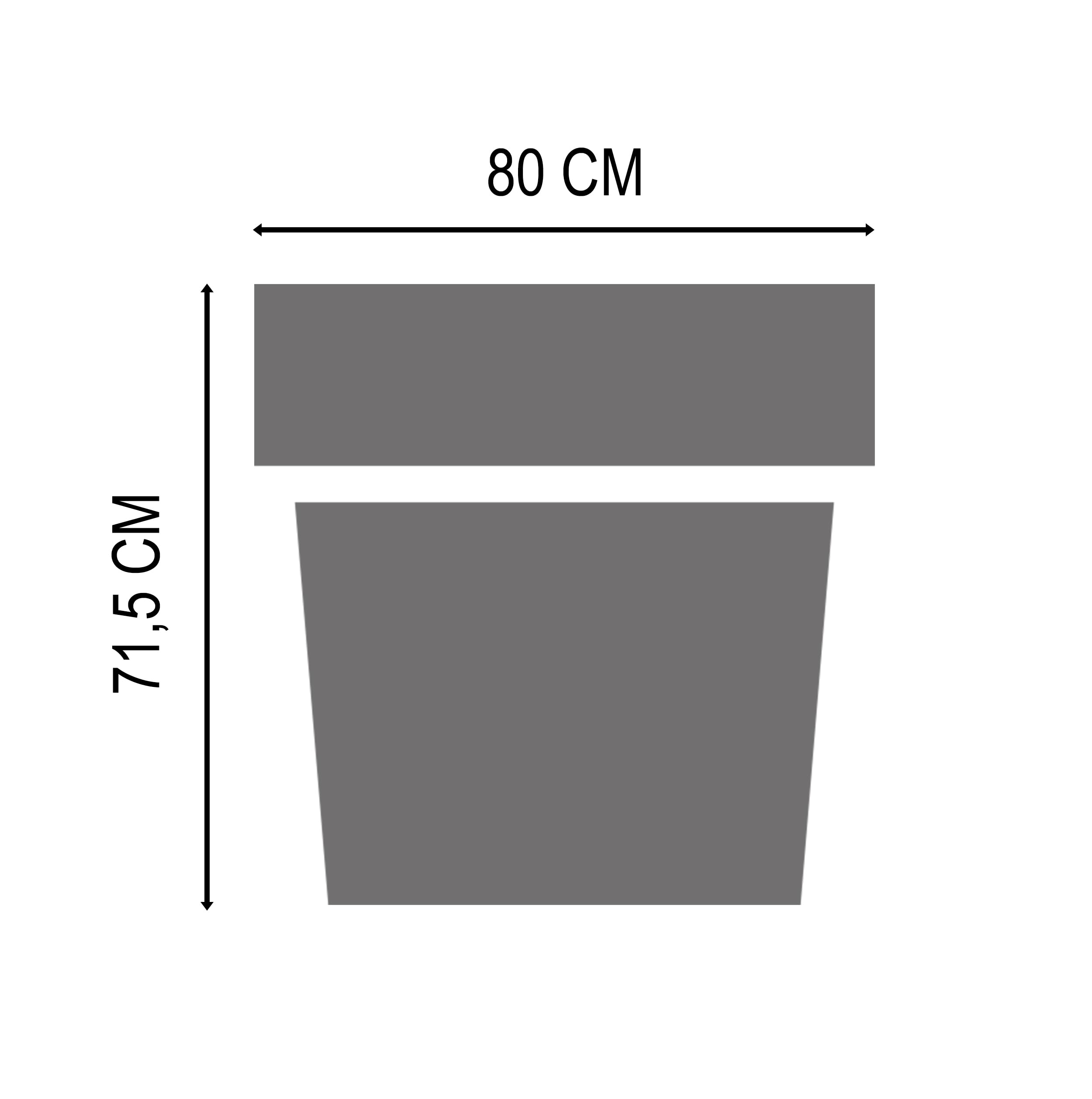 Tecnokit Tera Grand Pot en résine Standard One, Pot pour extérieur et intérieur, Technique de Rotation, Pots pour Plantes et Arbres, résistant aux UV, résistant au Gel, (Antracite, 80 cm)