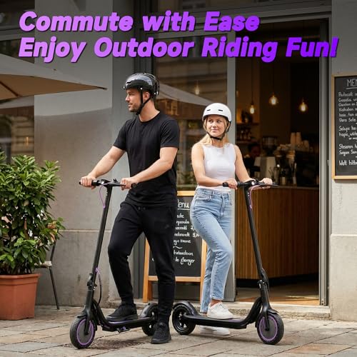 Image of Electric Scooter, 500W /350W /800W /1000W Motor & 10 inch /8.5 inch Solid Tires, Up to 22 /19 MPH & 28 /25 /15 Miles Range, Foldable Commuter E Scooter for Adults & Teens with Dual Brake System, APP