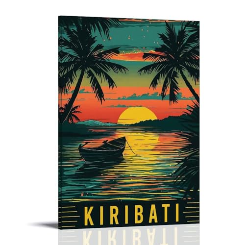 ouweri Kiribati Affiche de voyage vintage Art Impression murale Peinture murale Décoration de chambre à coucher 50 x 75 cm
