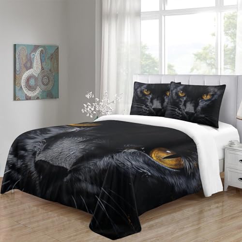 Housse de couette panthère 3D style noir 3 pièces lit 2 personnes - 5