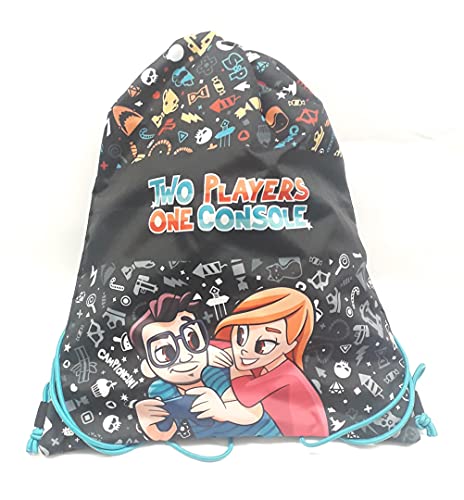 Dimensioni: 37 x 47 cm EASY BAG TWO PLAYERS ONE CONSOLE SCUOLA SPORT E TEMPO LIBERO COLORE NERO
