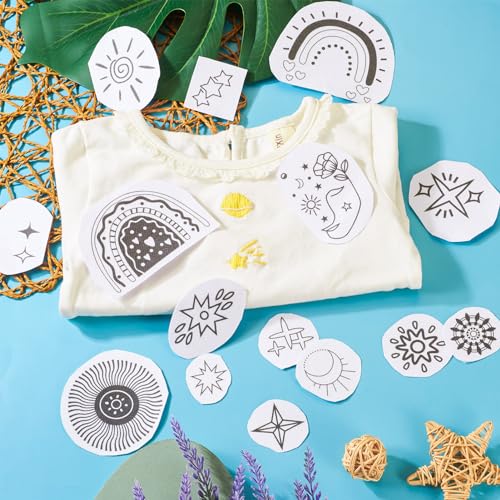 Image of Magibeads 60Pcs Moon Sun Star Water Soluble Embroidery Stabilizer Adhesive Stick and Stitch Embroidery Transfer Paper for Hand Sewing Beginners Adults