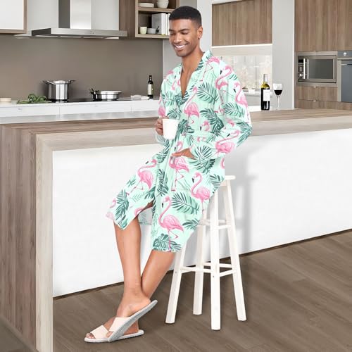 STAYTOP Beautiful Flamingos Men's Kimono Soft Robe Nightgown Long-Sleeve Pajamas Bathrobes4