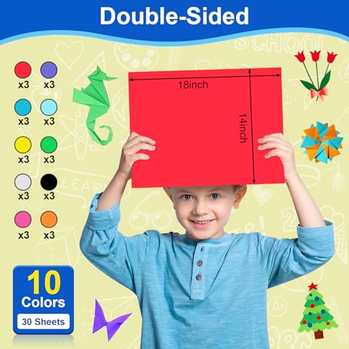 Image of 30 Pcs Poster Board Colorful Paper 14x18, ROOKEA Vision Boards Bulk Blank Graphic Display Posterboard Card Paper for Kids School Classroom Arts Craft Projects Drawing Scrapbooking