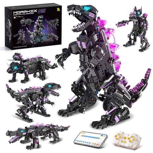 DOLIVE STEM 5 in1 Dinosaurs Building Kits for Kids Ages 8-14, Remote Control and App Controlled Dinosaur Figures Toy, Birthday Gift for 8 9 10 11 12+...