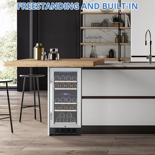 Image of Garvee 26 Bottles Wine Refrigerator Cooler, 24 in Built-In Wine Cabinet with Digital LED Touch Screen, Compressor Freestanding /Wine Fridge, Lockable Wine Cellar for Home, Bar