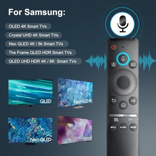 Image of KPDP Original Sammsung Voice Remote Compatible for Samsung Smart TV QLED UHD Frame Curved Solar 4K 8K Q60 Q70 Q80 Q90 8 Series 9 Series TU8000 AU8000 Voice Remote Control Replacement, Black