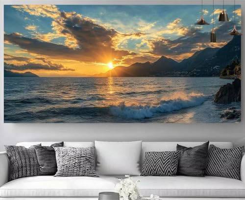 Activités Manuelles Adultes Broderie Diamant Mer Coucher de Soleil Cadeau Idéal