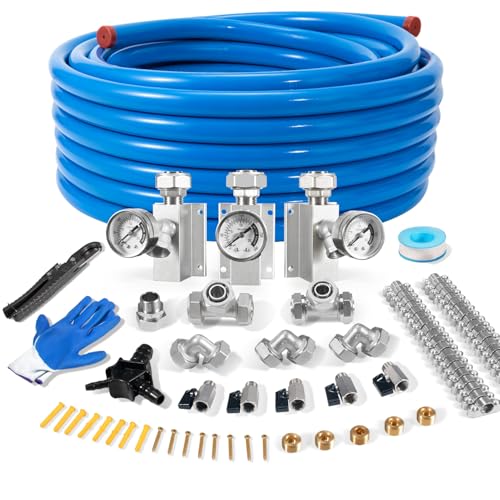 3/4 100FT Pressure Gauge Shop Air Line Kit HDPE-Aluminum Pipe