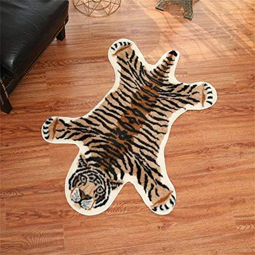 Tiger Print Rug, 2.7 x 3.5 Feet Faux Fur Cowhide Skin Rug Animal Printed Area Rug Carpet for Decorating Kids Room, Under Coffee Table, Cowboy-Themed Nursery, Jungle Themed Room, Playroom