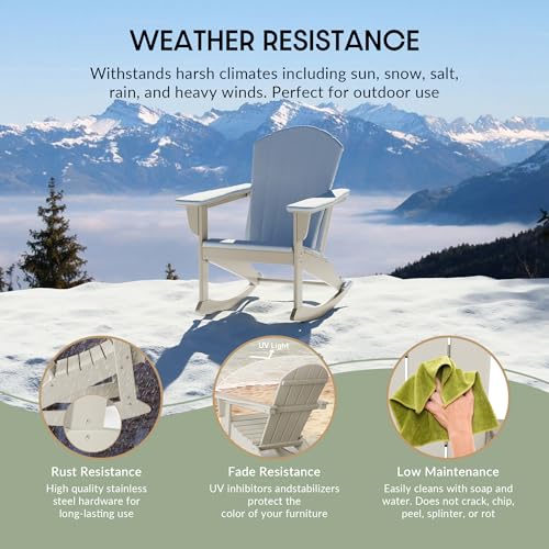WestinTrends Malibu Outdoor/Patio Poly Adirondack Rocking Chair, Sand