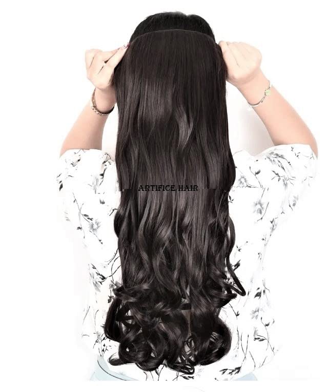 Image of Artifice 5 Clips 32 INCH Curly Wavy Hair Extensions for Women Natural Soft Clip on Synthetic Thick Hairs Style for Any Event for Girls Natural Dark Brown