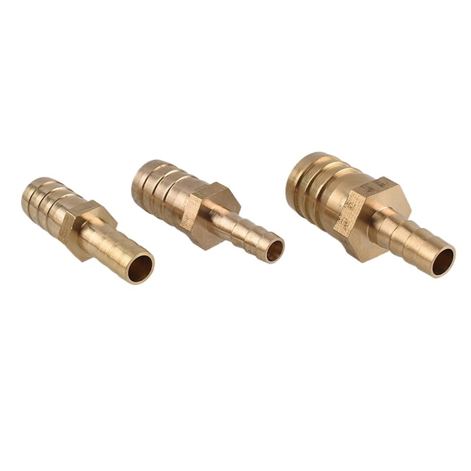 Gjghklhl One Color 3Pcs Brass 2 Way Reducing Straight Hose Barb Barbed Pipe Fitting Reducer Connector Adapter For Air Fuel Gas Water(4Mm 6Mm Barb)