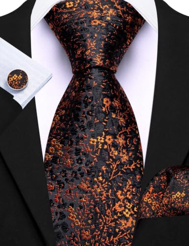 Image of Barry.Wang Designer Mens Tie Sets Collection, Eleagnt Gift Box Tie Clips Handkerchief Cufflink Set