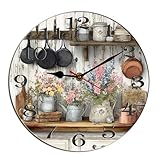 [Taille] – 30,5 x 30,5 x 0,5 cm, forme ronde classique de petite taille. Larges angles de vue et grand chiffre, pas de reflet de la lumière. Fonctionne avec 1 pile AA (non incluse)