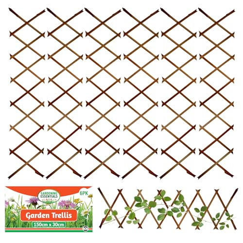 Lot de 6 treillis de jardin pour plantes grimpantes 150 cm x 30 cm | Treillis extensible pour clôtures, treillis mural, clôture de jardin, treillis mural